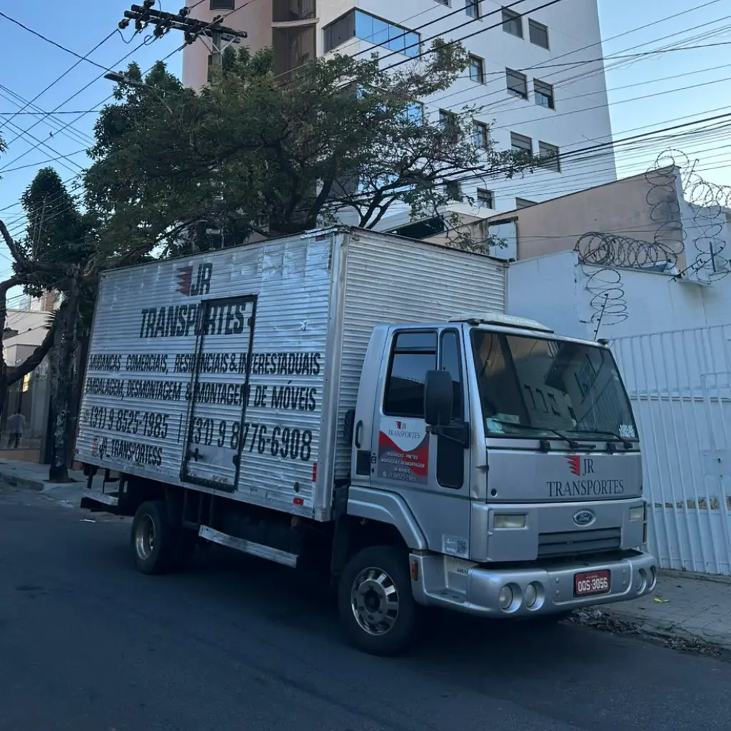 Mudança organizada com caixas etiquetadas para transporte até São Paulo